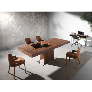 Silla Angel Cerdá tapizada en polipiel en marrón con estructura de patas de madera en nogal 51x58x79cm