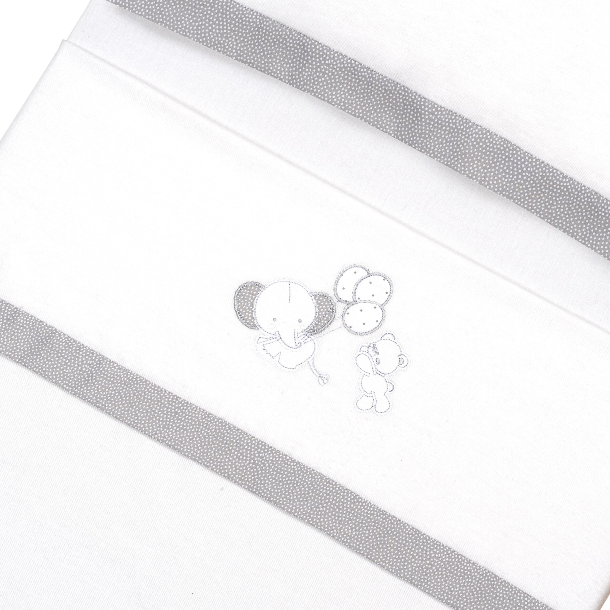 Triptico Coche Franela Oso Elefante Globos Bco/Gris