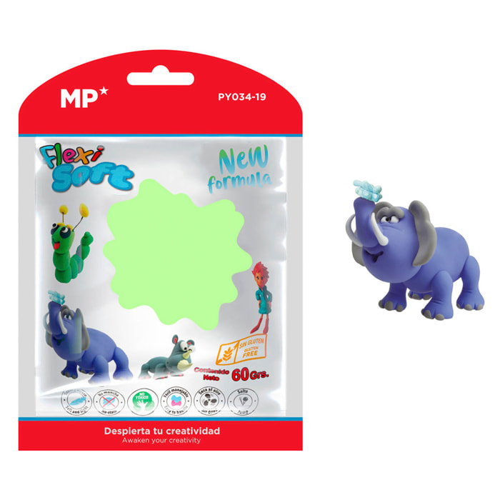 PACK 12 Uds. PASTA DE MODELAR 60 g VERDE CLARO