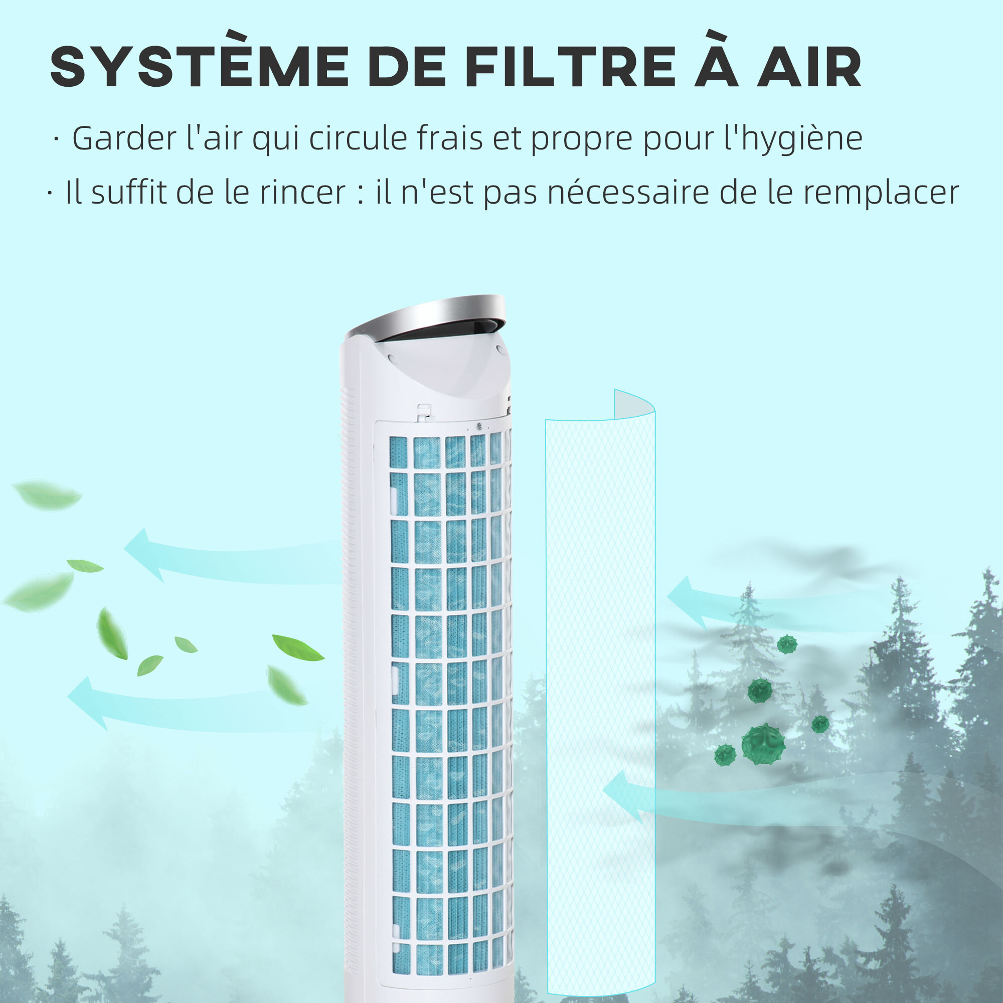 HOMCOM Ventilateur colonne rafraichisseur d'air humidificateur 3 en 1 - puissance 60 W - oscillant, silencieux - timer, 3 modes, 3 vitesses - télécommande incluse - blanc