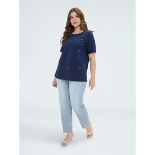 Fiorella Rubino - T-shirt in cotone con charms - Blu
