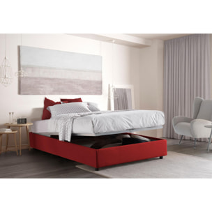 Letto matrimoniale Dana, Letto contenitore con rivestimento in tessuto, 100% Made in Italy, Apertura frontale, con materasso Cm 160x190 incluso, Rosso