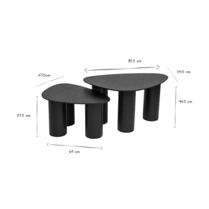 Tables basses gigognes design en bois noir (lot de 2) FOLEEN