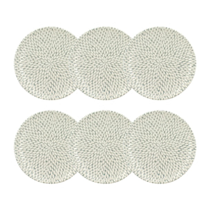 Lot de 6 assiettes à dessert à motif en porcelaine  20cm JASMIN