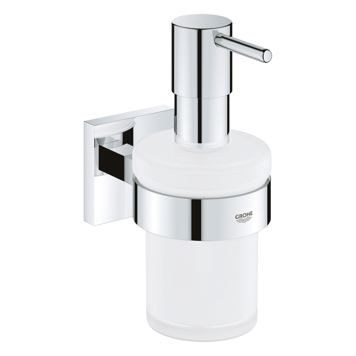 GROHE QuickFix - Start Cube - Distributeur de savon avec support - Finition Chromée (à visser ou à coller)