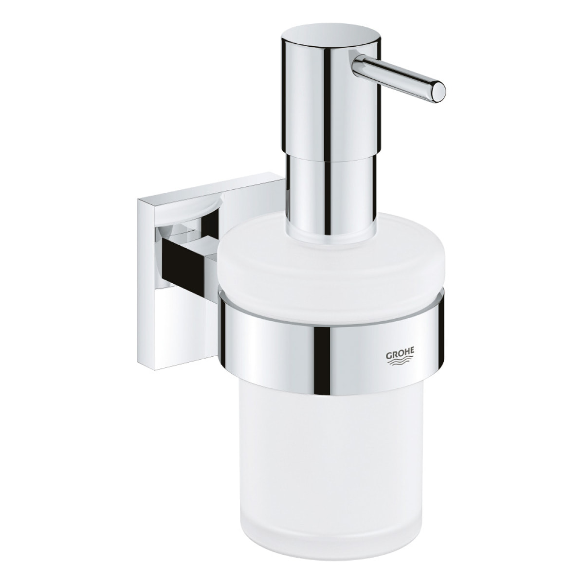 GROHE QuickFix - Start Cube - Distributeur de savon avec support - Finition Chromée 41098000 (à visser ou à coller)