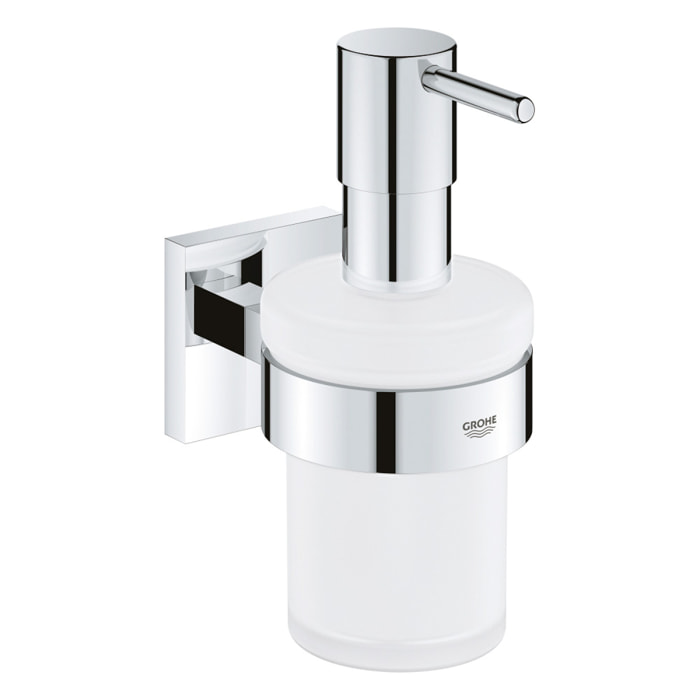 GROHE QuickFix - Start Cube - Distributeur de savon avec support - Finition Chromée (à visser ou à coller)