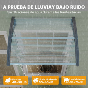 Marquesinas Exterior para Puertas y Ventanas, 100x75 cm, Tejadillo de Protección contra Sol y Lluvia, con Cubierta de Policarbonato, Barra de Aluminio, Transparente