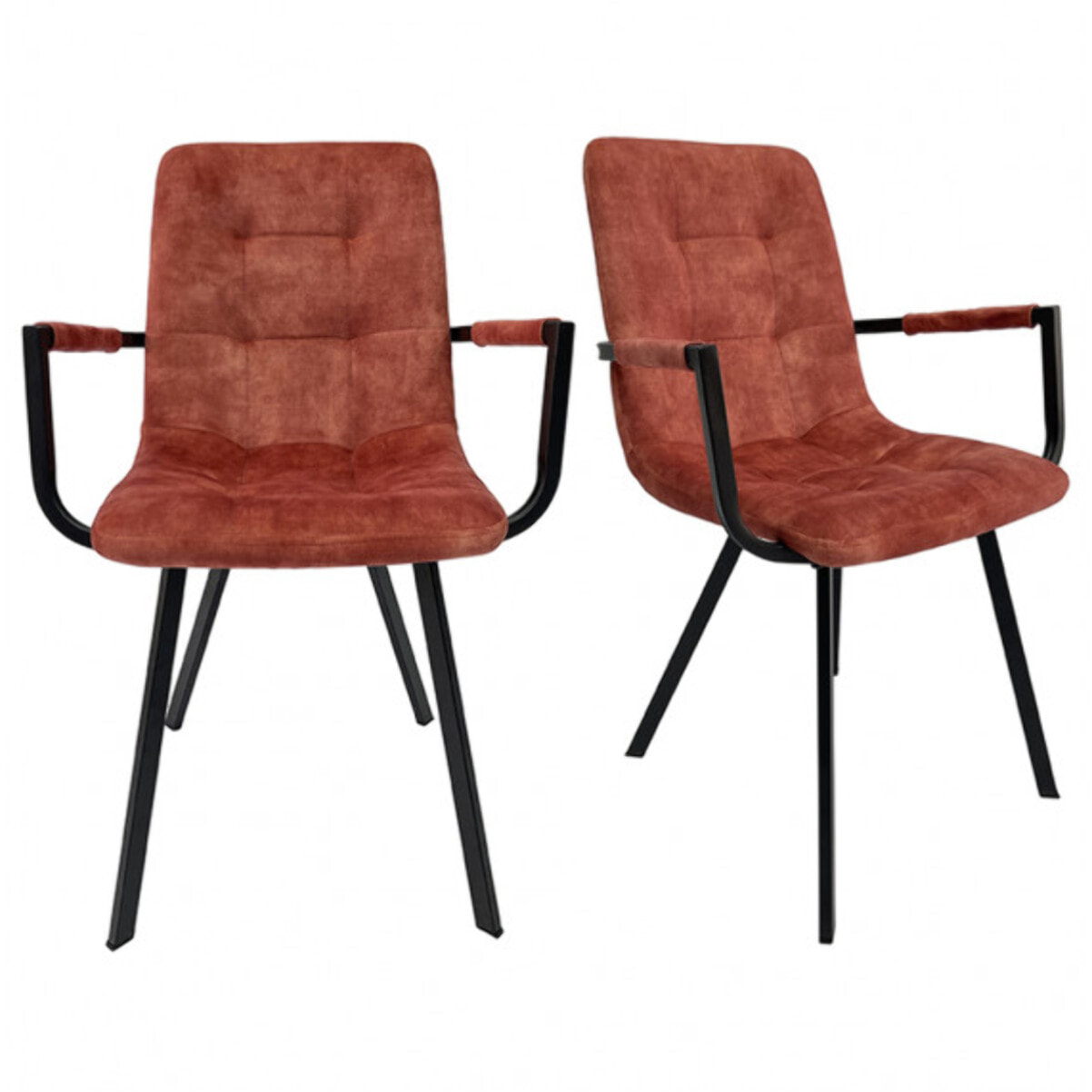 Fauteuil capitonné en velours avec accoudoirs - HERBY