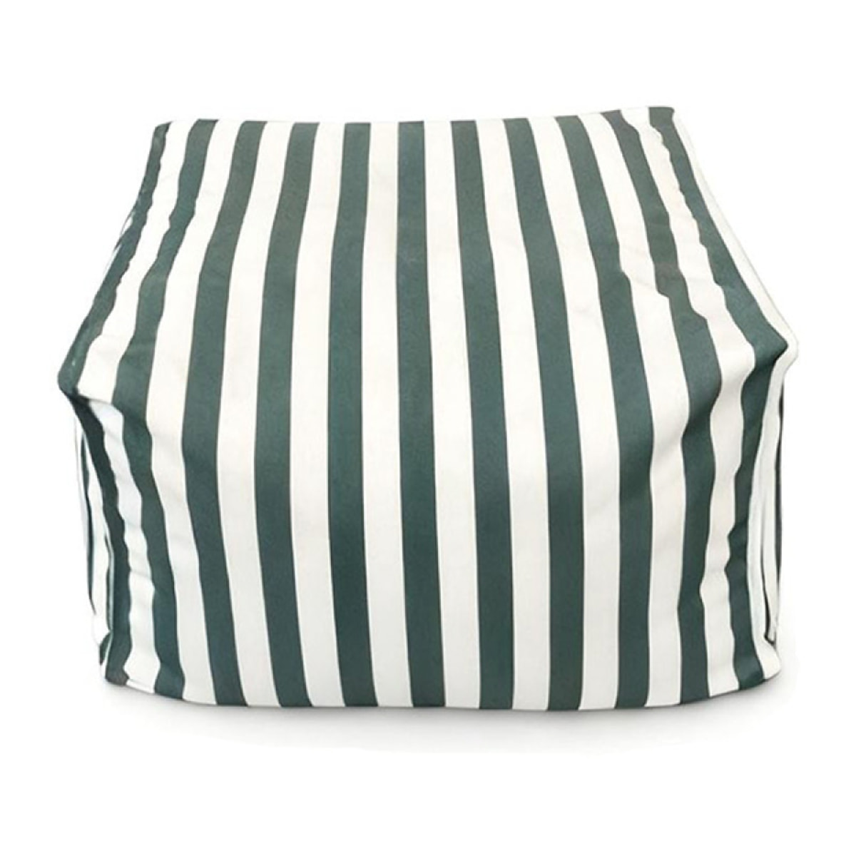 BOLOGNE Pouf d’extérieur rayé vert déperlant et - 55x65x35 cm
