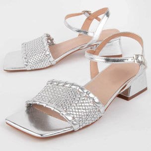 Sandalia De Tacón - Plateado - Altura: 4 Cm