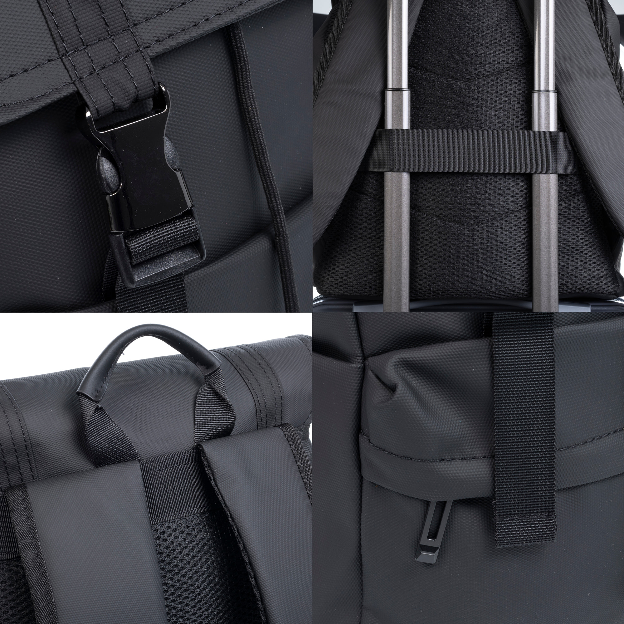 Zaino multiscomparto, porta laptop 13". Strato impermeabile. Adattabile a Trolley. Idrorepellente.