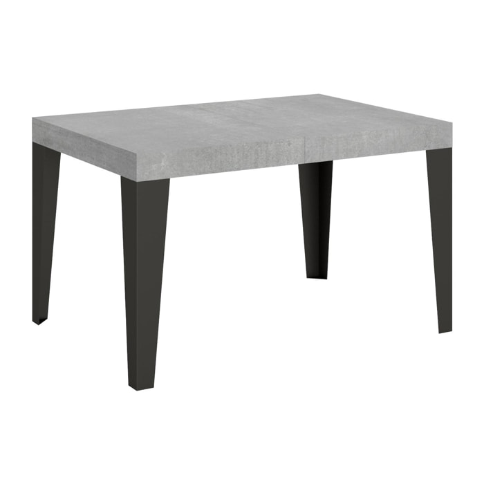 Table Flame Extensible Dessus Ciment 90x130 Allongée 390 cadre Anthracite