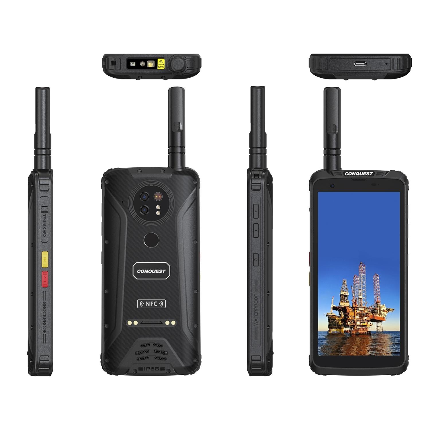 DAM Smartphone Rugerizado F5 4G, Android 12 , 4GB RAM + 64GB. Pantalla 5,5''. 48mpx + 8mpx + 13mpx visión nocturna. IP68 3 PROOF LEVEL (Anti-caida,Polvo,Agua) DMR Walkie Talkie. 7,6x1,9x15,9 Cm. Color: Negro