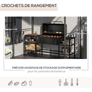 Abri pour barbecue 10 crochets latéraux à ustensiles métal polyester beige