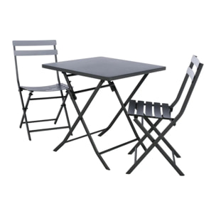 Table de jardin pliante carrée "Greensboro" graphite 2 places en acier traité époxy