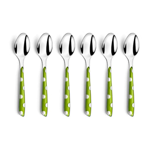 Solstice Lunares Verde Oliva - Set de 6 cucharillas de café
