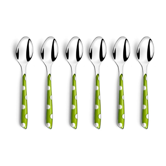 Solstice Lunares Verde Oliva - Set de 6 cucharillas de café