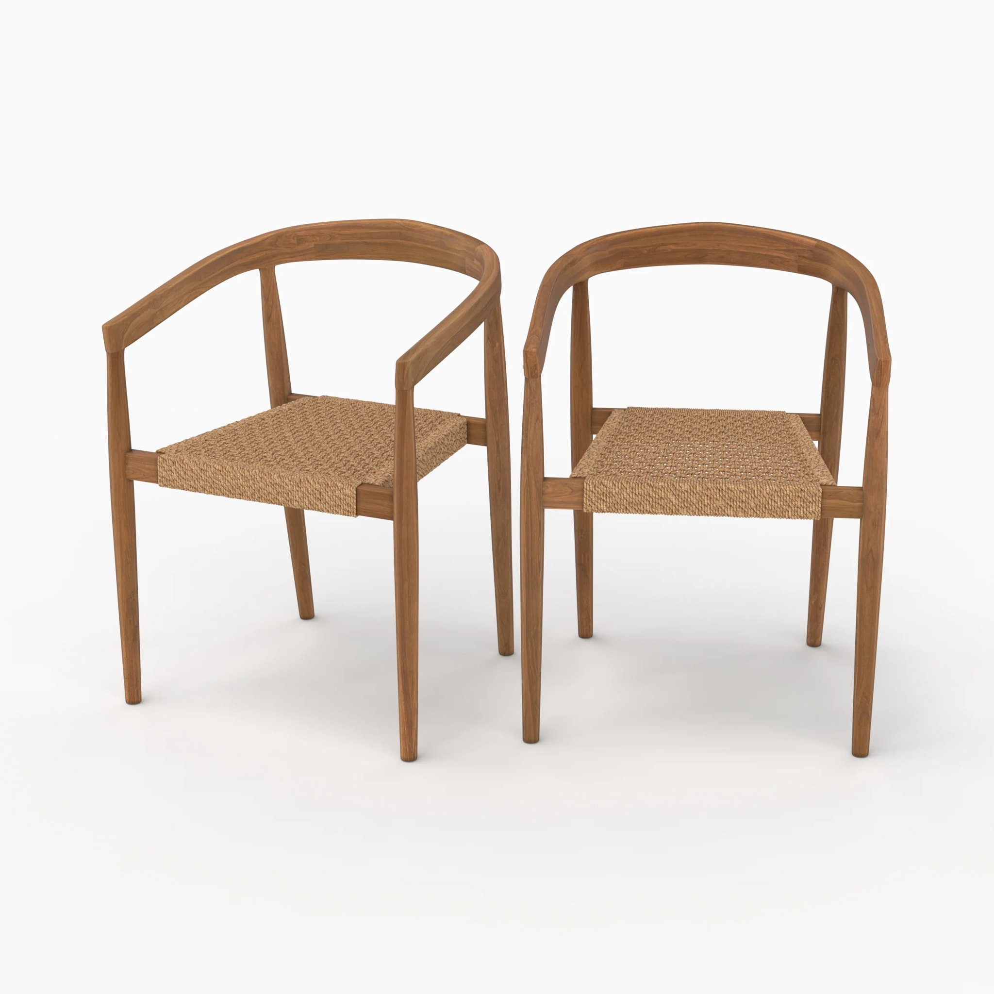 Lot de 2 chaises de jardin empilables en bois de teck vernis - Bali