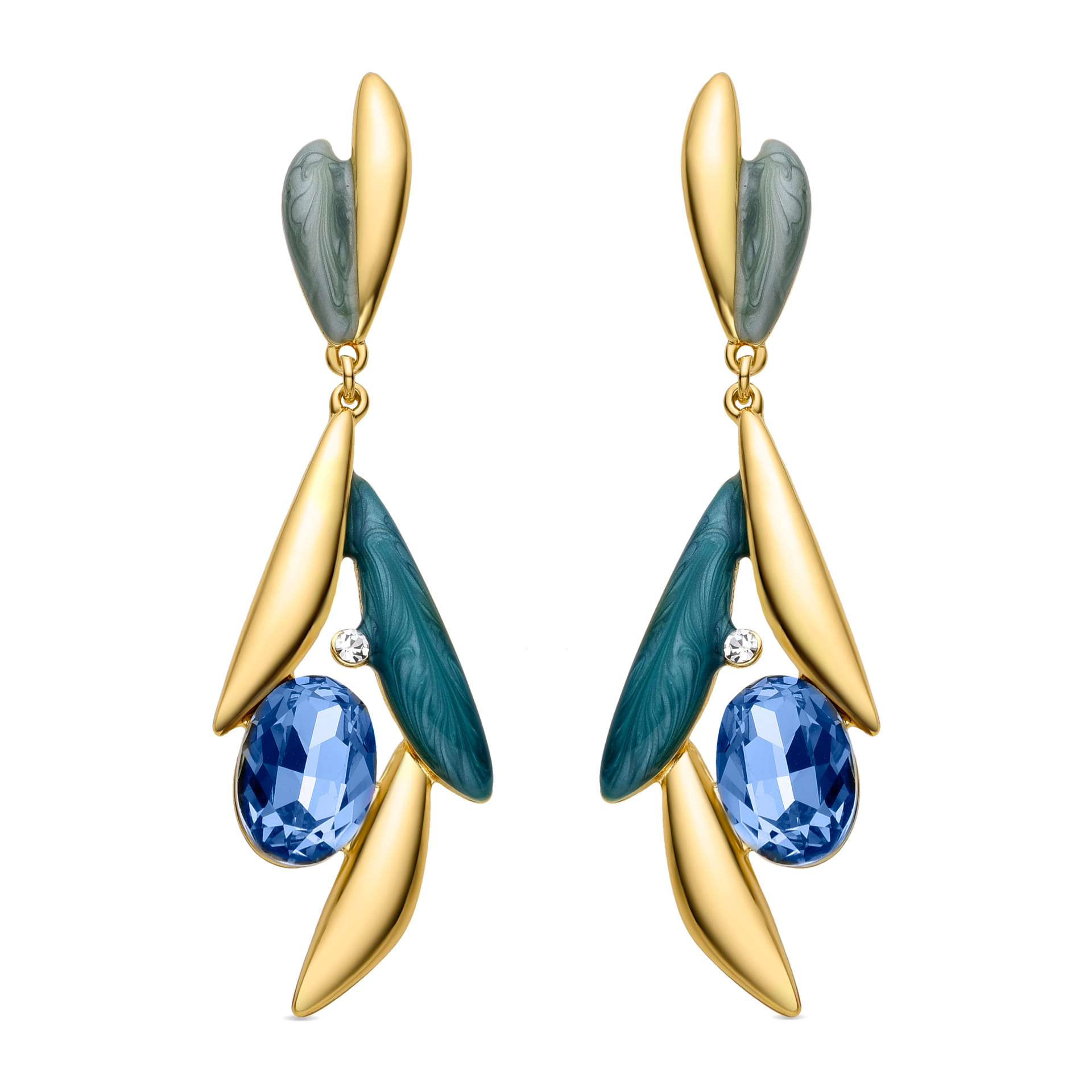 Pendientes de Circonita Topacio Azul acabados en oro amarillo de 18k