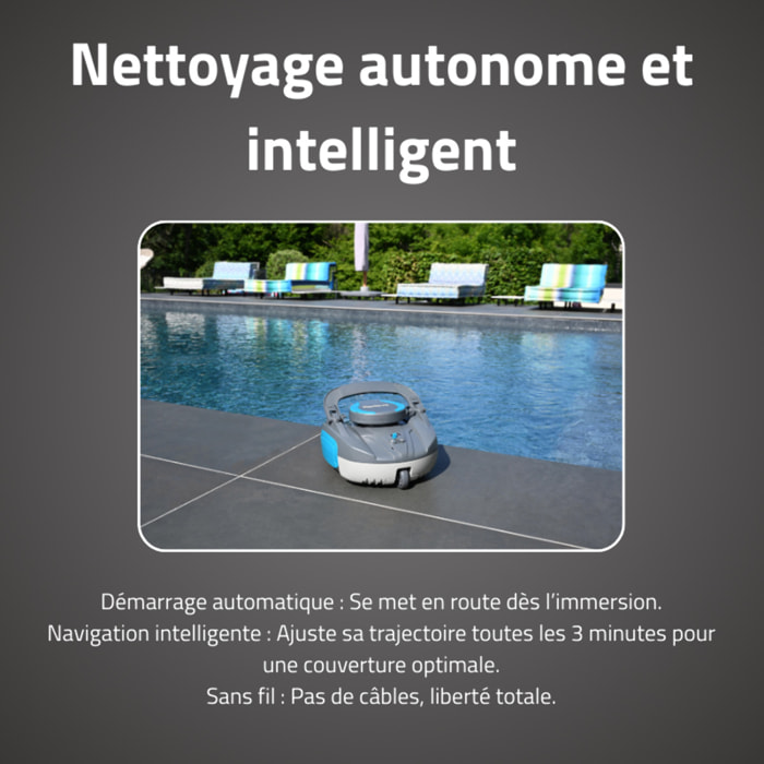 Bestway Robot piscine sans fil Cristal nettoyage fond plat 10 m² max