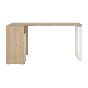 Scrivania Medard, Scrittoio multiuso, Tavolo per ufficio porta PC, Piano di lavoro, 150x100 h76 cm, Rovere e Bianco