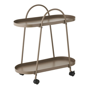 Carrello bar Empoli in acciaio marrone sabbia con 2 ripiani 27,5x60x64 cm