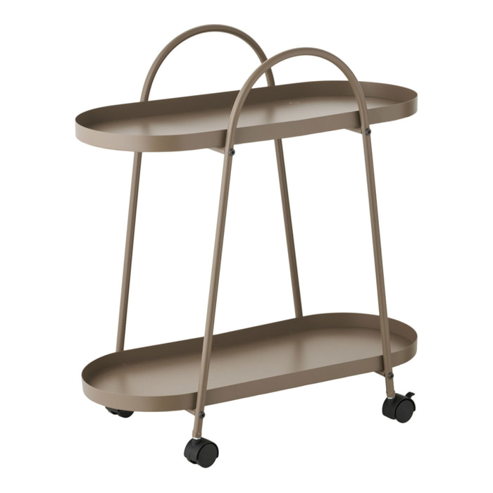 Carrello bar Empoli in acciaio marrone sabbia con 2 ripiani 27,5x60x64 cm