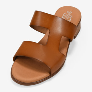 Sandalias de tacón cuero en piel