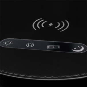 BLUCO KODA Flexo Led Regulable con Control Táctil. Lámpara de Escritorio con Cargador Inalámbrico para Móviles Negro 15W