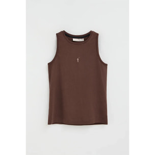 Canotta cioccolato slim fit con ricamo Rigby Go