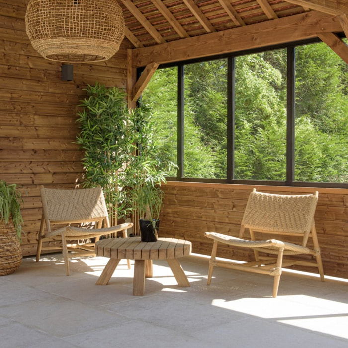 VALERIA - Ensemble de jardin en bois de teck recyclé rotin 2 pers.