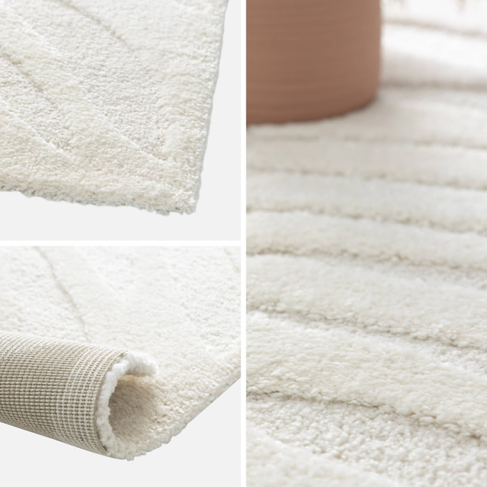 Tapis intérieur motif végétal crème Lily 120x170cm
