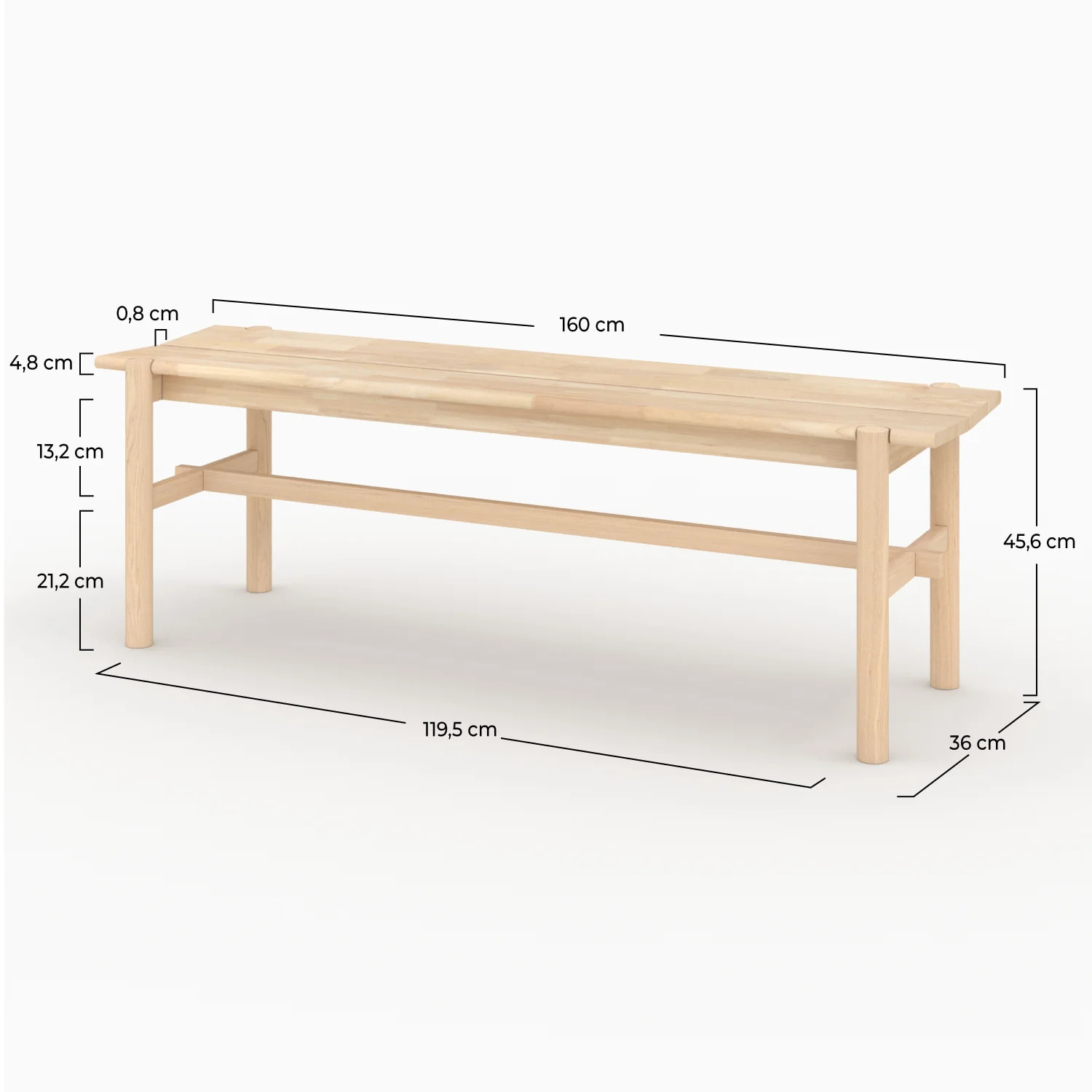 Banc 3 places en bois effet blanchi - Suzette