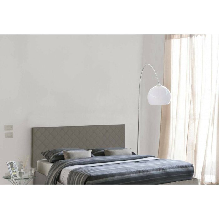 Letto matrimoniale Amarillide, Testata in ecopelle a muro, 100% Made in Italy, adatta a letto Matrimoniale, Cm 170x60, Tortora
