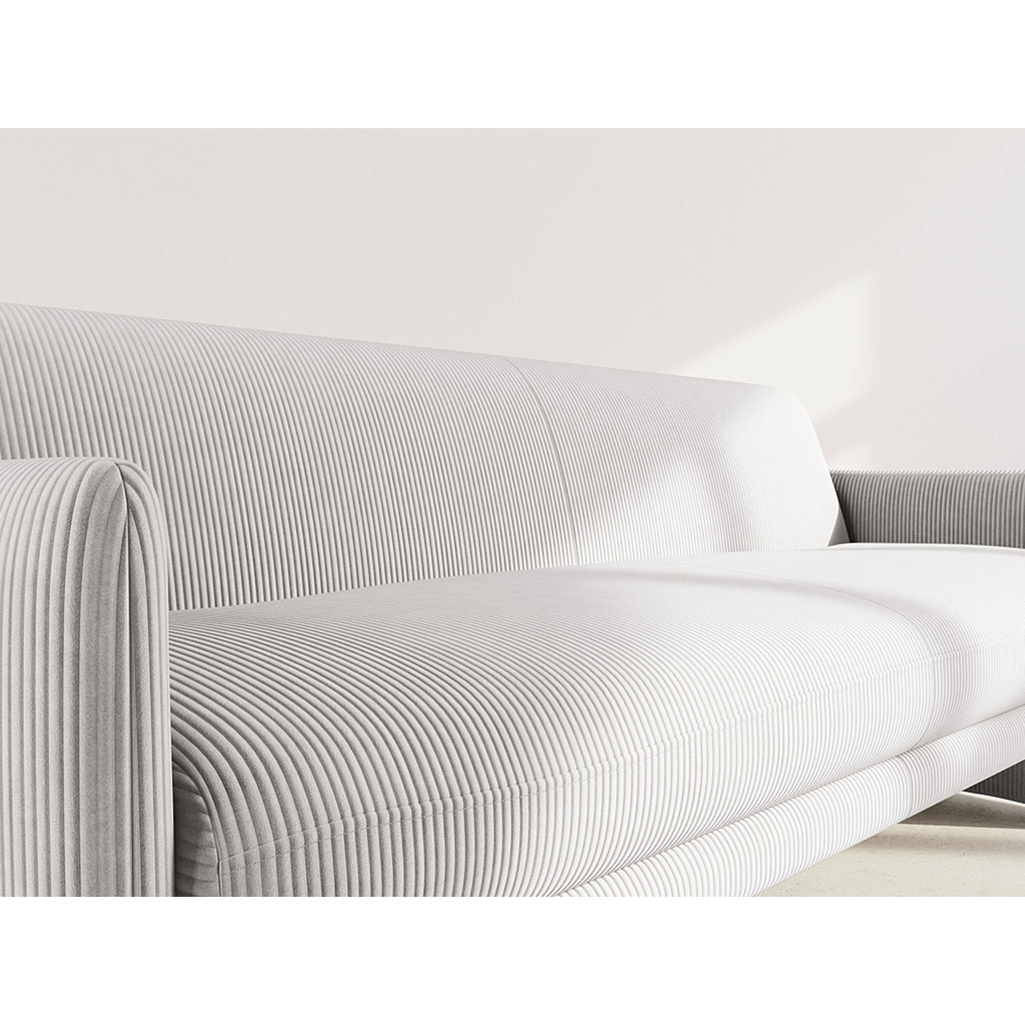 Mathis - Canapé convertible clic-clac 3 places en velours côtelé - Gris