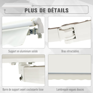 Store banne manuel rétractable aluminium polyester imperméabilisé 3L x 2,5l m crème