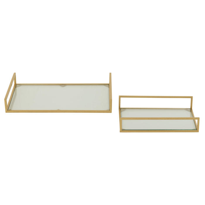 J-Line plateau - acier/verre - or - set de 2