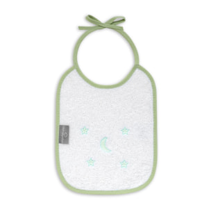 Pack 2 Baberos Don Algodon 20X25 Modelo Estrellas Luna Bco/Verde