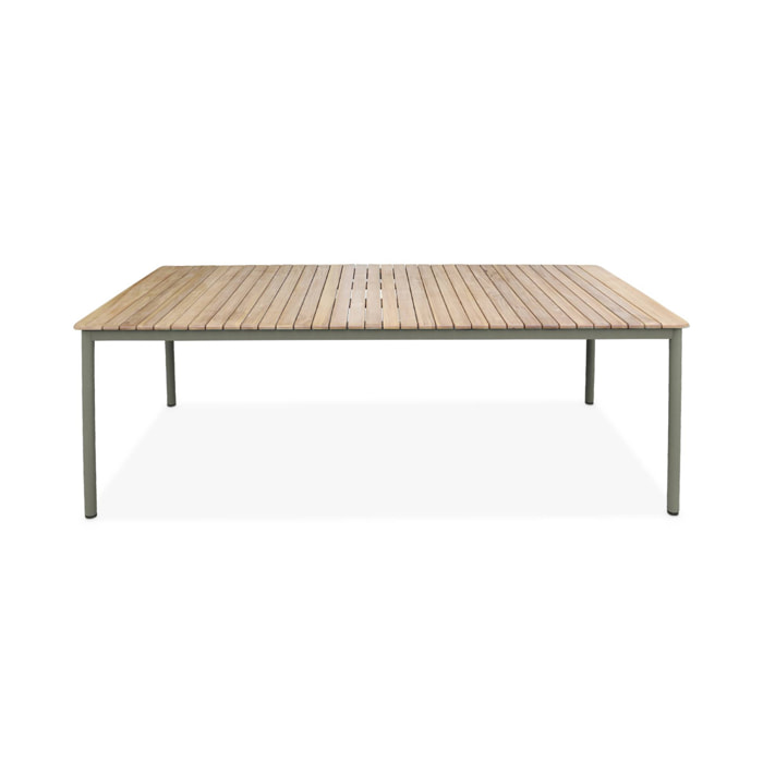 Table de jardin en bois teck. structure acier inoxydable savane. 8 places