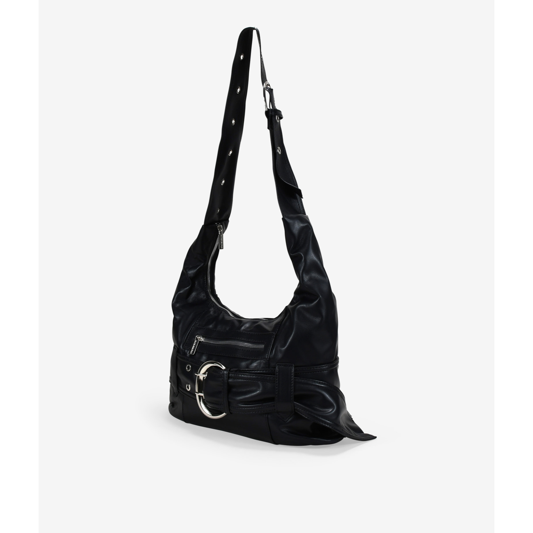 Bolso de hombro negro con maxi hebilla