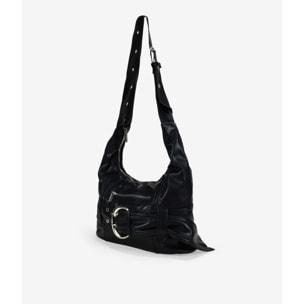Bolso de hombro negro con maxi hebilla