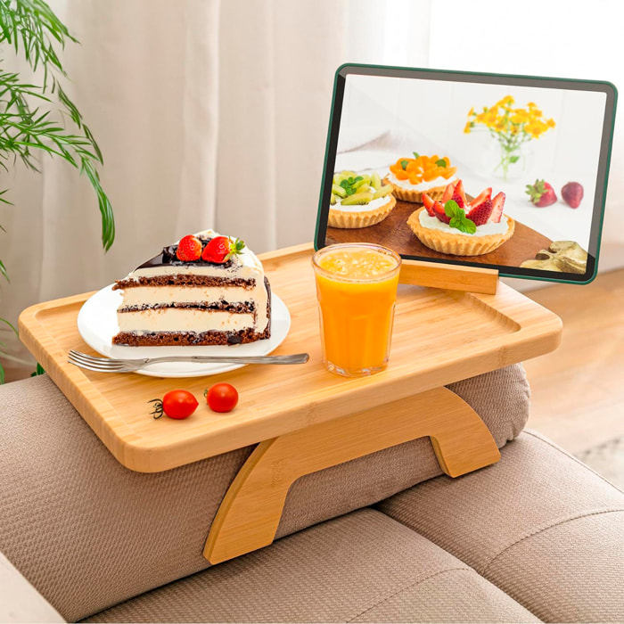 Bandeja rectangular personalizada para sofá con soporte giratorio 360 ° para tablet o teléfono móvil.
