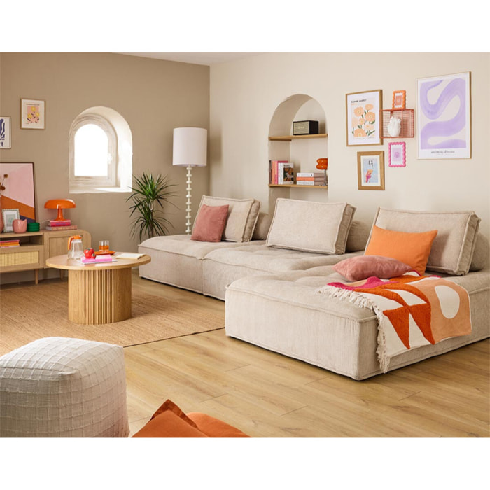 Marisol - module d'assise méridienne - velours texturé - Beige