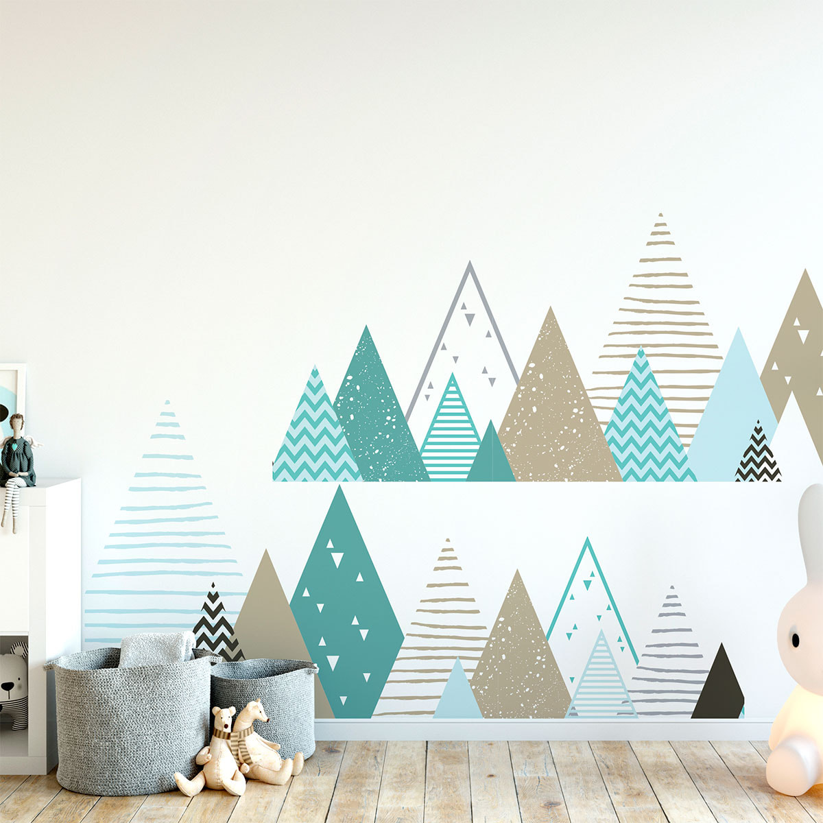 Stickers muraux enfants - Décoration chambre bébé - Autocollant Sticker mural géant enfant montagnes scandinaves JIHAKA