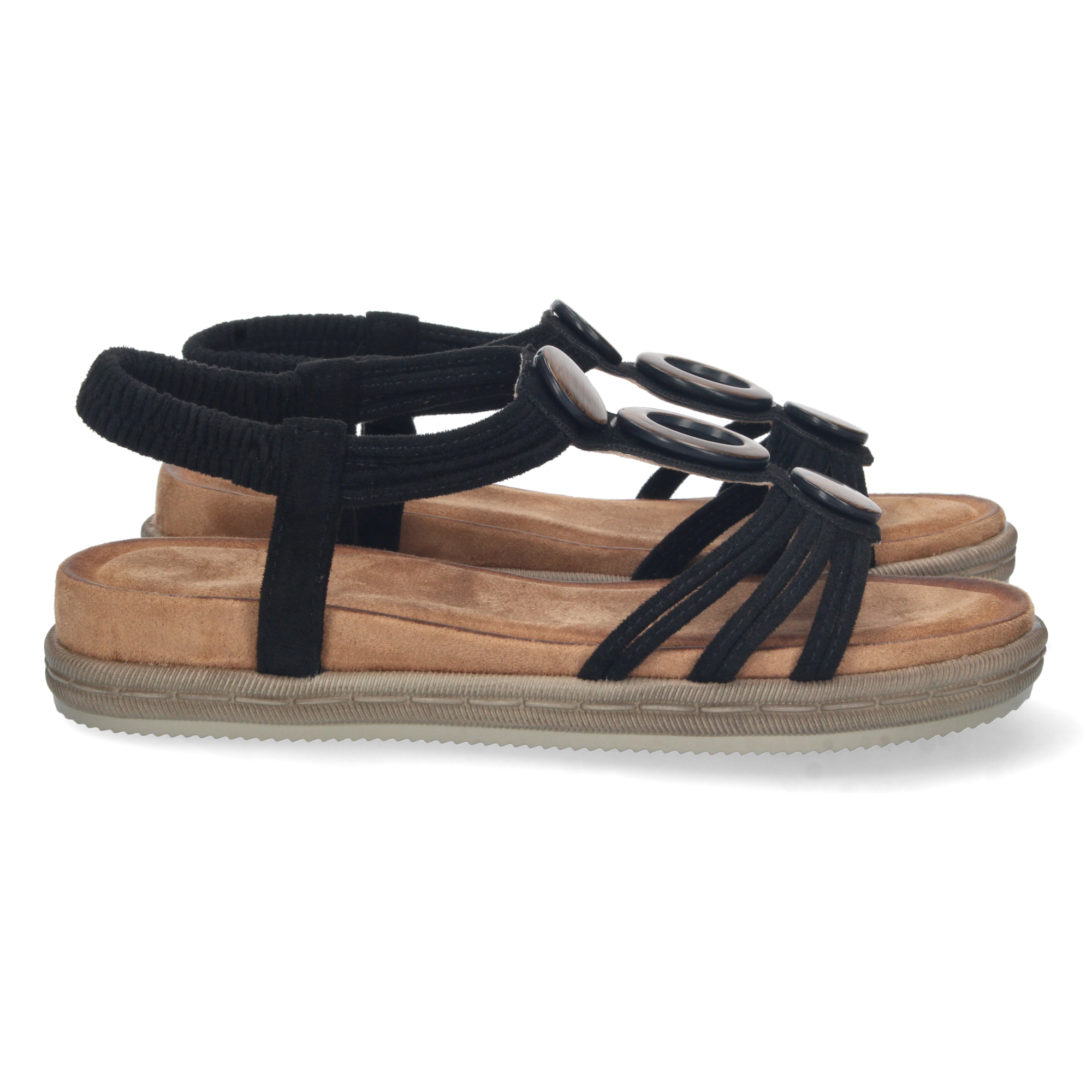 Sandalia Plana con Pala en T y Elastico