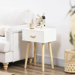 Juego de 2 Mesitas de Noche Modernos con Cajón y Patas de Madera 40,5x30,5x60 cm