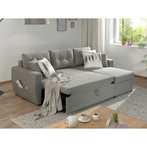 Astoria - canapé d'angle réversible - convertible avec coffre - style contemporain- 4 places - Gris clair