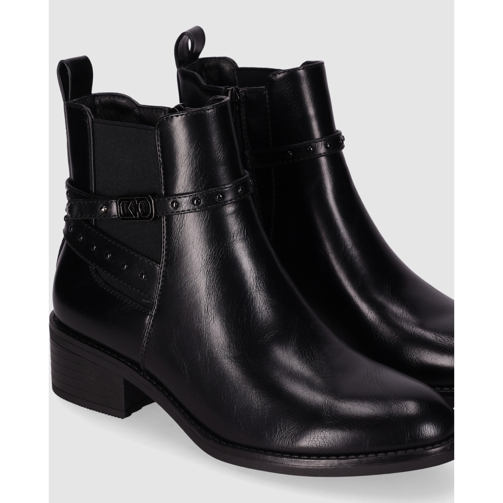 Botines de Piel Sintética - Negro - Tacón: 5 cm
