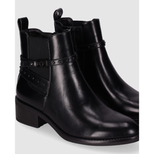 Botines de Piel Sintética - Negro - Tacón: 5 cm